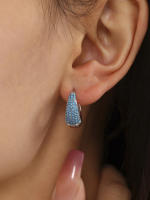 Mujeres Hueco Azul Verde Turquesa Gota Pendientes Circón Color Bohemio Estilo Commuter Moda Mujeres Ronda Stud Pendientes - details 7