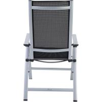Silla de Jardín Plegable Monza, Silla Abatible de Aluminio y Textileno, Sillón de Balcón Respaldo Reclinable con 8 Posiciones, Plateado/Negro - details 27