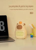 Luz Led nocturna de capibara, reloj despertador Digital recargable de silicona, lámpara de mesa regulable, sincronización, carga USB, regalo de cumpleaños para niños - details 8