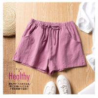 Pantalones cortos de lino para mujer, Shorts informales de algodón, de cintura alta, deportivos, color negro - details 8