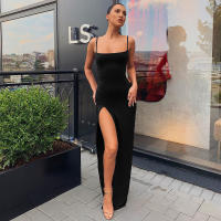 BUNO-rojo negro Año nuevo fiesta de Navidad vestidos largos mujeres primavera básico ceñido al cuerpo con cordones estiramiento vestidos midi ajustados femme - details 4