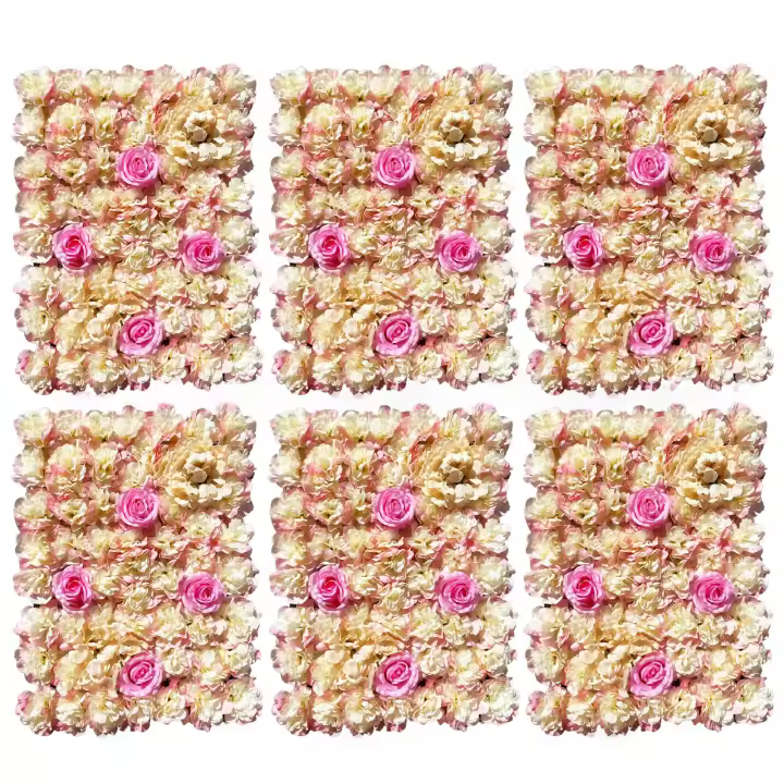 Paneles de flores artificiales para pared, estera de seda para jardín al aire libre, patio trasero e interior, 6 piezas, 16x24 pulgadas - 1