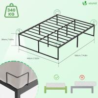 Cama de Acero Negro 140x190cm, Altura de 36cm, Espacio de Almacenamiento Bajo de Cama, Estructura de Cama Somier para Matrimonio, Armazón Marco Base de Cama - details 2