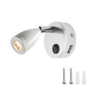 Luz LED de lectura para Interior de RV, foco con puerto USB de 5V y 2A, 12V y 24V, 2W, para barco, yate, caravana, remolque, dormitorio, 3 colores - details 4