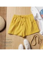 Pantalones Cortos de Lino Casuales para Mujer Shorts de Gimnasio de Cintura Alta - details 15