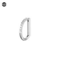 Anillo de nariz con forma de D de circonia cúbica para cartílago, Piercing de oreja, Tragus, hélice, joyería corporal, medio anillo, segmento, Cliker, F136, titanio, 16G, 8mm, 10mm, 1 pieza - details 5