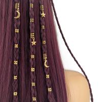 44 piezas de anillos para el cabello con diseño de estrellas y luna, huecos, para trenzas, dreadlocks, cuentas, bricolaje, clips metálicos para el cabello, tubos para trenzas. - details 5