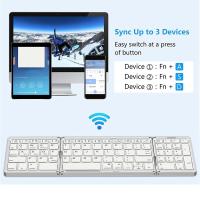 Teclado Bluetooth plegable, teclado inalámbrico recargable por USB para IOS, Android, Windows, PC, portátil, teléfono inteligente, plateado - details 2
