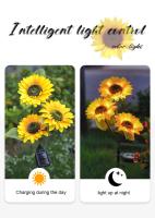 Luz LED Solar de girasol para exteriores, lámpara impermeable para decoración de jardín, boda, vacaciones, flores, 1/3 cabezales - details 2