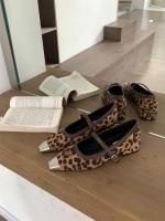 Zapatos de Noche de Estilo de Hadas de Alta Costura Francesa Tacón Grueso, Estampado de Leopardo, Cabezal de Metal, Para Mujeres Individuales - details 8