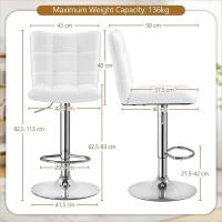 Juego de 2 taburetes de bar, taburete de altura ajustable de 92,5-113 cm, taburete industrial de metal, silla de cocina, taburete alto para cocina, bar, comedor, blanco. - details 2