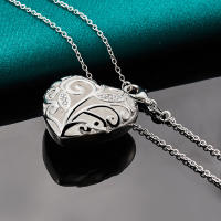 Collar colgante en forma de corazón de plata de ley 925, joyería de moda para mujer, adecuado para bodas y compromisos, elaborado en plata de ley. - details 4