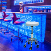 Taburete de Bar para salón, silla giratoria, taburete hidráulico ajustable, color blanco con 5 ruedas - details 10