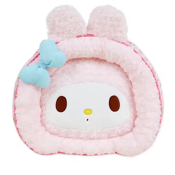 Cama rosa con melodía de Hello Kitty para perro, caseta bordada de doble cara con dibujos animados, para Yorkies - 1