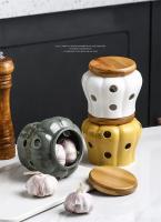 Tarro hueco de cerámica para almacenar ajo con tapa, forma de calabaza, tarro para almacenar ajo, jengibre y guindilla, pantalla de vela - details 0