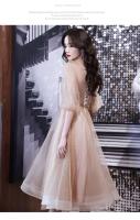 Vestido de dama de honor de color champán de alta gama, ligero y lujoso de noche de estilo francés para mujer, socialité, hada y noble, puede ser - details 15