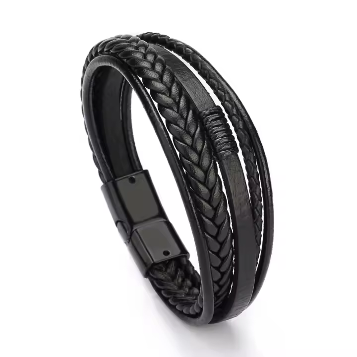 Pulsera de cuero genuino para hombres, Regalo de aniversario para esposo, Joyas personalizadas para hombres, Regalo de cumpleaños para novio. - 1