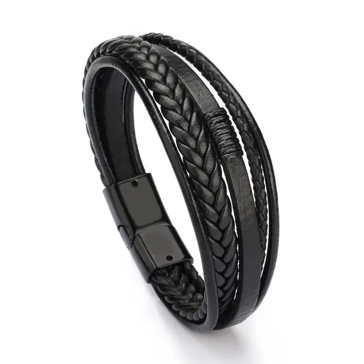 Pulsera de cuero genuino para hombres, Regalo de aniversario para esposo, Joyas personalizadas para hombres, Regalo de cumpleaños para novio. - 1