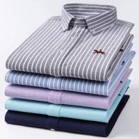 hombre manga larga ropa hombre S~7XL 100% algodón puro Camisa giratoria Oxford de manga larga para hombre Ocio de negocios Bolsillo bordado Slim Fit Estilo de botón Suave Med - details 5