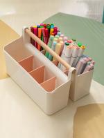 Portalápices de escritorio portátil de gran capacidad, bonito rotulador, caja de almacenamiento de papelería, portalápices creativo, organizador de escritorio - details 4