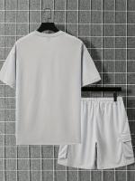 Conjunto Deportivo Casual para Hombres de Poliéster Camiseta con Pelo y Shorts de Cinturón con Bolsillos Perfecto para el Verano Lavable en Máquina - details 18