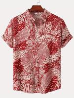 Camisa de manga corta informal para hombre, camisa de playa con estampado bonito, Color Rojo - details 12