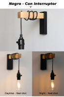 Lámpara de pared de madera Retro, candelabro Vintage, accesorio E27, decoración interior del hogar, comedor, mesita de noche, iluminación de dormitorio - details 2