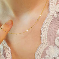 Collar de cadena de acero inoxidable para mujer, colgante fino con cierre de langosta, cadena ajustable para clavícula, collares - details 4