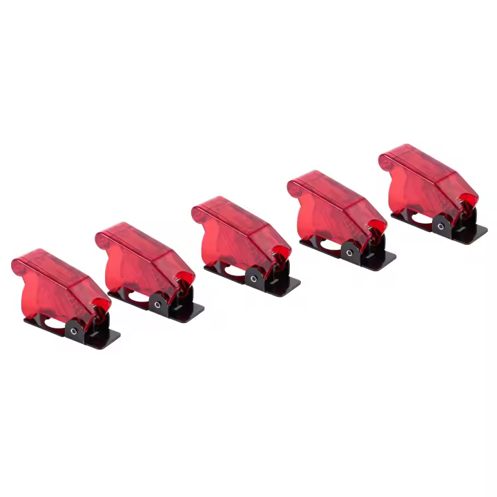 Tapa Protectora de plástico para interruptor de palanca, cubierta de seguridad de 12mm, 5 piezas, Color Rojo - 1