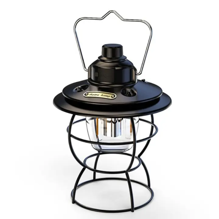 Linterna de Camping Retro para exteriores, lámpara colgante Vintage para jardín, Patio, decoración de fiesta de Navidad, tienda de carga USB, luz nocturna - 1