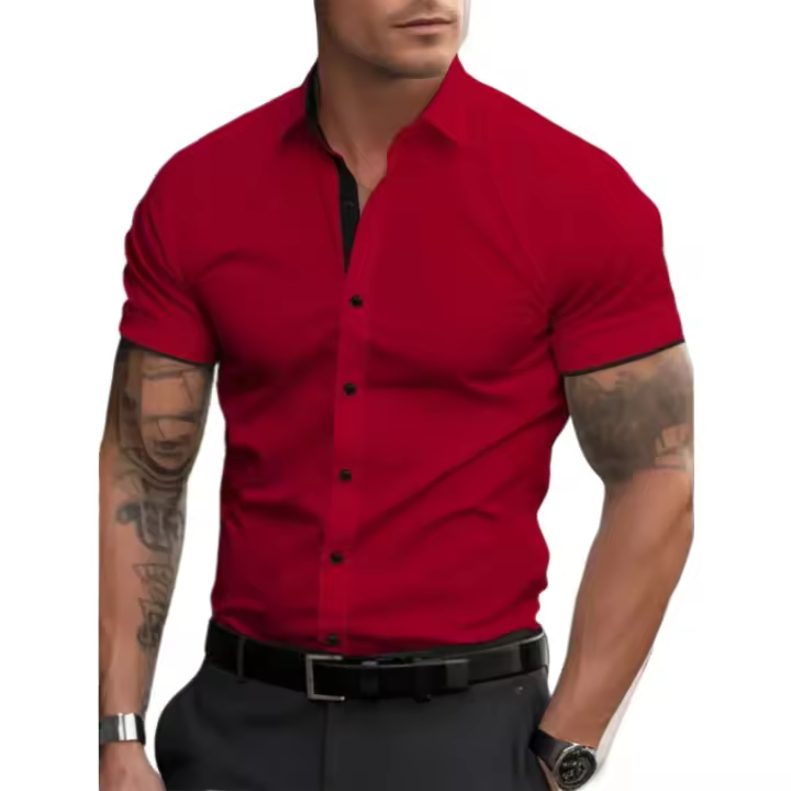 Camisa Casual de Manga Corta para Hombre Uso Diario, Comodidad, Talla Grande - 1