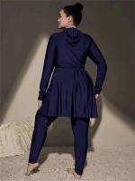 Traje de baño de talla grande para mujer con capucha, Burkini modesto de cobertura total, traje de baño de playa, 2 piezas, 2024 - details 4