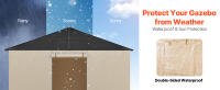 Pared Lateral para Gazebo Compatible con Estructuras de 304.8 x 365.76 cm, Cubierta de Invierno de 4 Paneles para Gazebos con Techo Rígido, Material de PE Duradero, Cubierta Exterior Resistente a la Intemperie con Ventanas de Malla Ventiladas, Marco de Ga - details 1