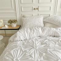 Juego de Ropa de Cama con Flores Torsas de Alta Calidad Duvet Cover Set Pleatado Artesanal Cubierta de Manta Doble para Colchón y Cama Reina - details 3