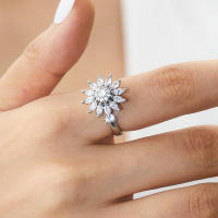 Anillo giratorio de flor de molino de viento con copos de nieve de circonio de cristal a la moda para mujeres y niñas, joyería para fiesta, regalo antiestrés - details 18