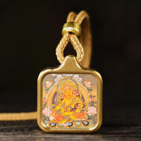 Llevando un pequeño Tangka, Bodhisattva Samantabhadra, Dragón Zhakiram, Gran Colgante del Cielo Negro, Dios Amarillo de la Riqueza, Tara Verde - details 11