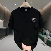 Camiseta Gráfica Yin Yang Oversize Manga Corta, Algodón Negro, Ajuste Suelto, Diseño Asimétrico - details 9