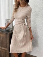 Los vestidos casuales de moda de las mujeres son simples y versátiles vestidos medianos y largos delgados - details 1