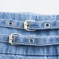 Mini s para Mujer Primavera 2025 Estilo Transfronterizo Moda Europea Americana con Cinturón Lavado Plisado Azul - details 6