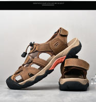 Sandalias de verano para hombre, sandalias de playa transpirables, sandalias de senderismo al aire libre, sandalias informales de cuero con punta cerrada para caminar - details 3