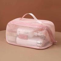 Bolsa de cosméticos de malla de Color sólido portátil, bolsa de maquillaje transparente con cremallera, bolsa de almacenamiento, bolsa de maquillaje para almohada para mujer - details 4
