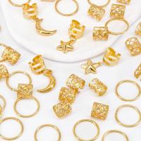 44 piezas de anillos para el cabello con diseño de estrellas y luna, huecos, para trenzas, dreadlocks, cuentas, bricolaje, clips metálicos para el cabello, tubos para trenzas. - details 8