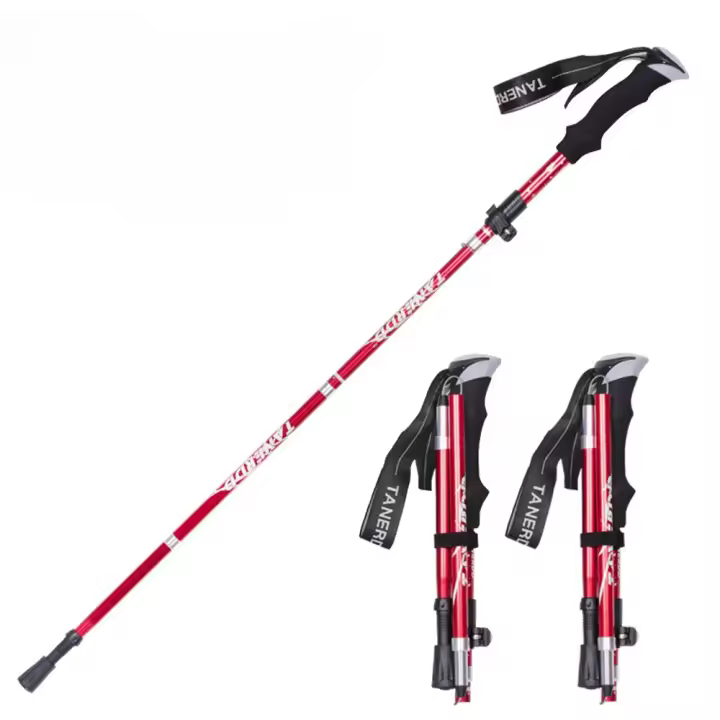 Bastones para caminar plegables, bastones de Trekking ultraligeros, senderismo, viajes, antigolpes, para montañismo, poste telescópico para correr al aire libre, 2 uds. - 1