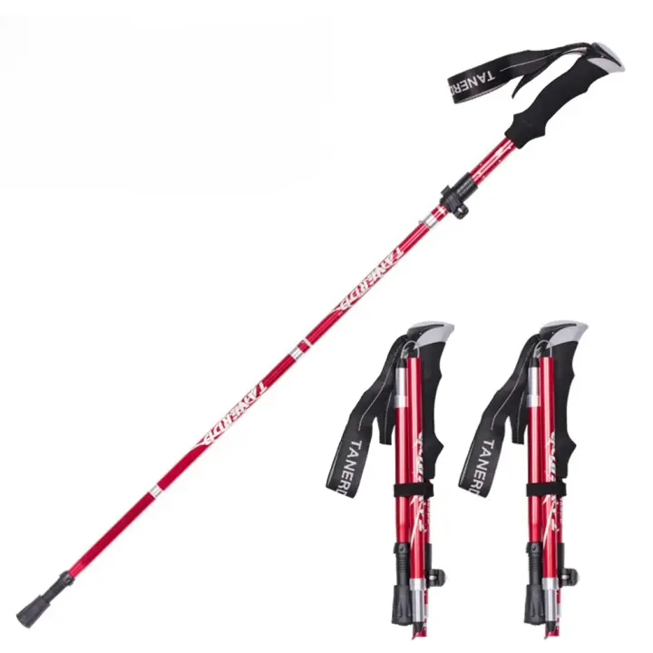 Bastones para caminar plegables, bastones de Trekking ultraligeros, senderismo, viajes, antigolpes, para montañismo, poste telescópico para correr al aire libre, 2 uds. - 1