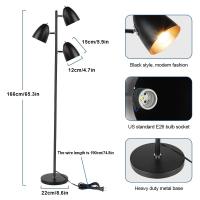 Lámpara de Pie Metal Negra Moderna GOECO, 40x170 CM, Con Cable de 1,8m, E27 Sin Bombilla, Iluminación Interior - details 0
