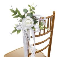 2 uds flor de seda silla de boda flor trasera hecha a mano silla de pasillo rústica flor Artificial estilo nórdico Pew arcos flor - details 0