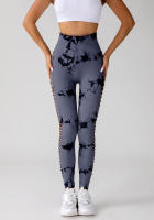 Leggings deportivos de tie dye con abertura escalonada lado inconsútil - details 19