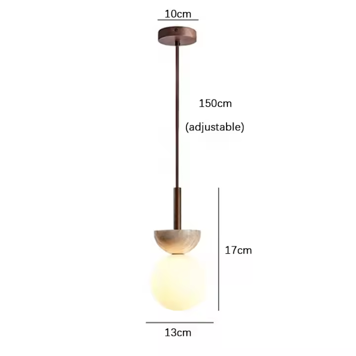 Lámpara colgante de piedra natural inspirada en Wabi-sabi con pantalla de bola, lámpara de comedor moderna, lámpara de mostrador de bar, lámpara colgante de techo con forma de isla de cocina - 1