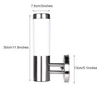 Luz led de pared para exteriores, lámpara de acero inoxidable plateado + pantalla lechosa impermeable para porche, aplique LED E27, luminaria de murale - details 1