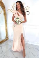 Elegante Vestido Largo de Noche Unicolor con Abertura, Detalles Bohemios, Tejido Elegante y Vaporoso Ideal para Bodas y Fiestas - details 2